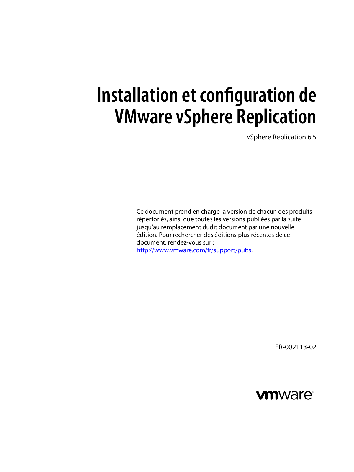 VMWARE vSphere Replication - 6.5 Installation Manual