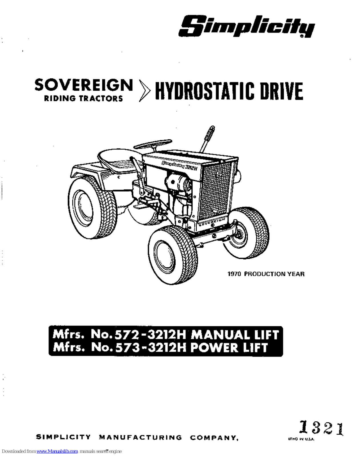 Simplicity Sovereign 573-3212H,Sovereign 572-3212H Owner's Manual