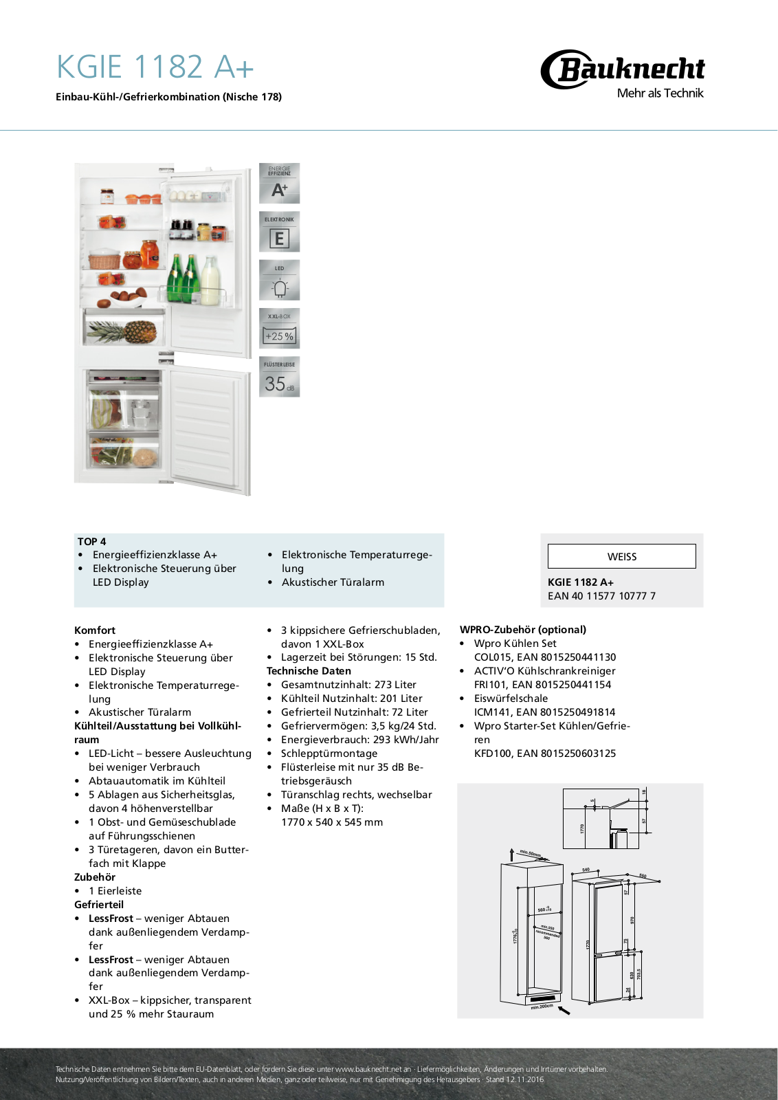 Bauknecht KGIE 1182 A+ User Manual