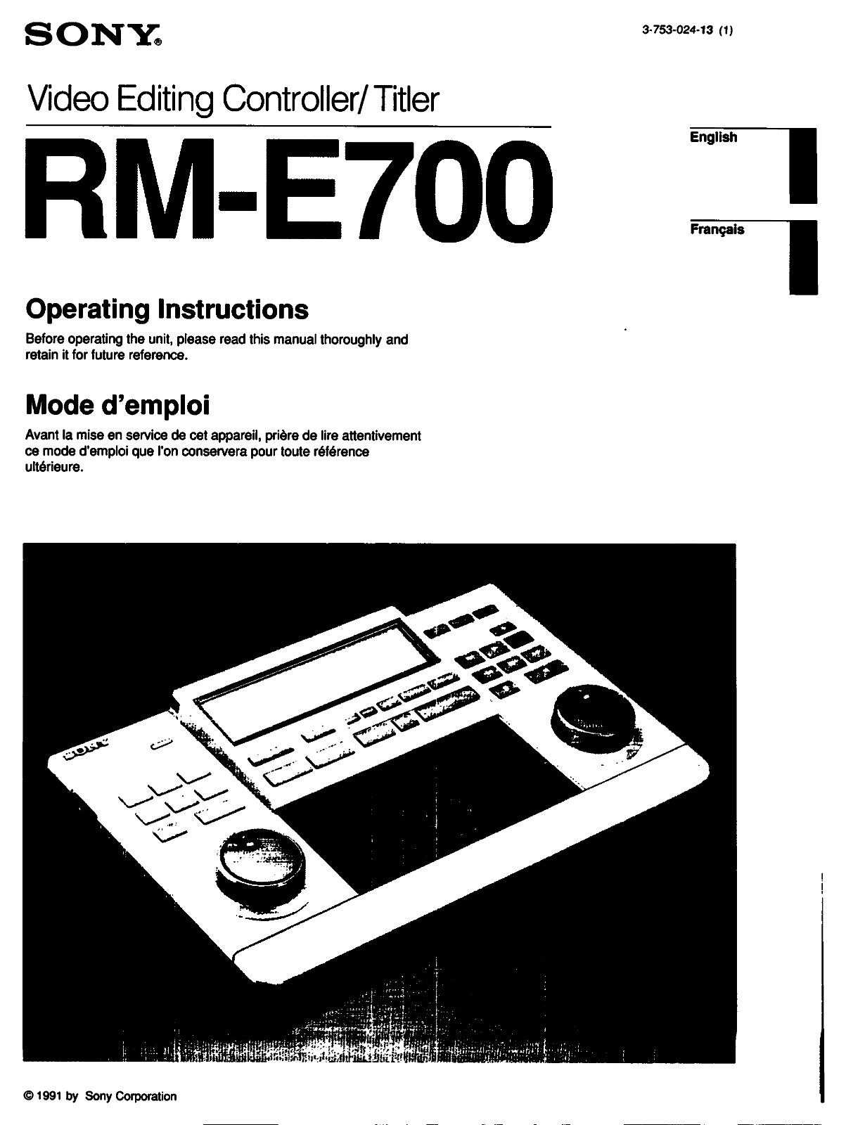 Sony RM-E700 Operating Manual
