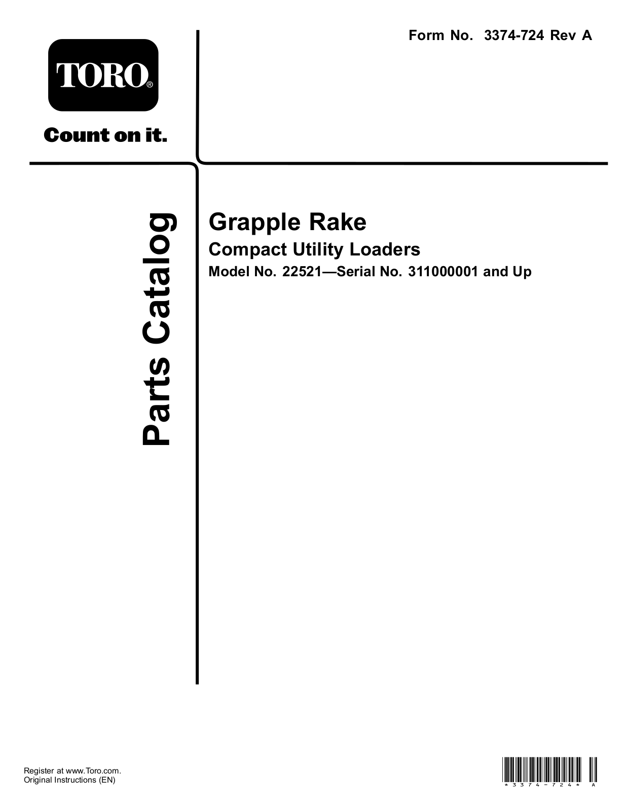 Toro 22521 Parts Catalogue