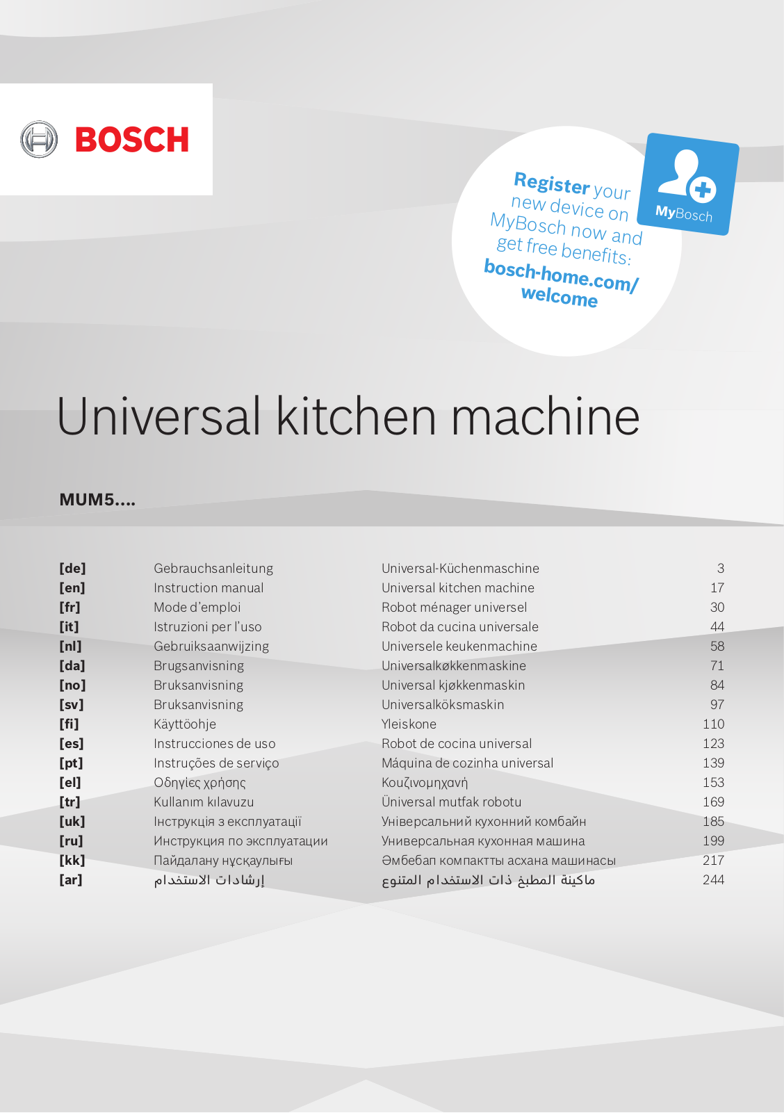 Bosch MUM58234, MUM58257, MUM58243 Instruction manual