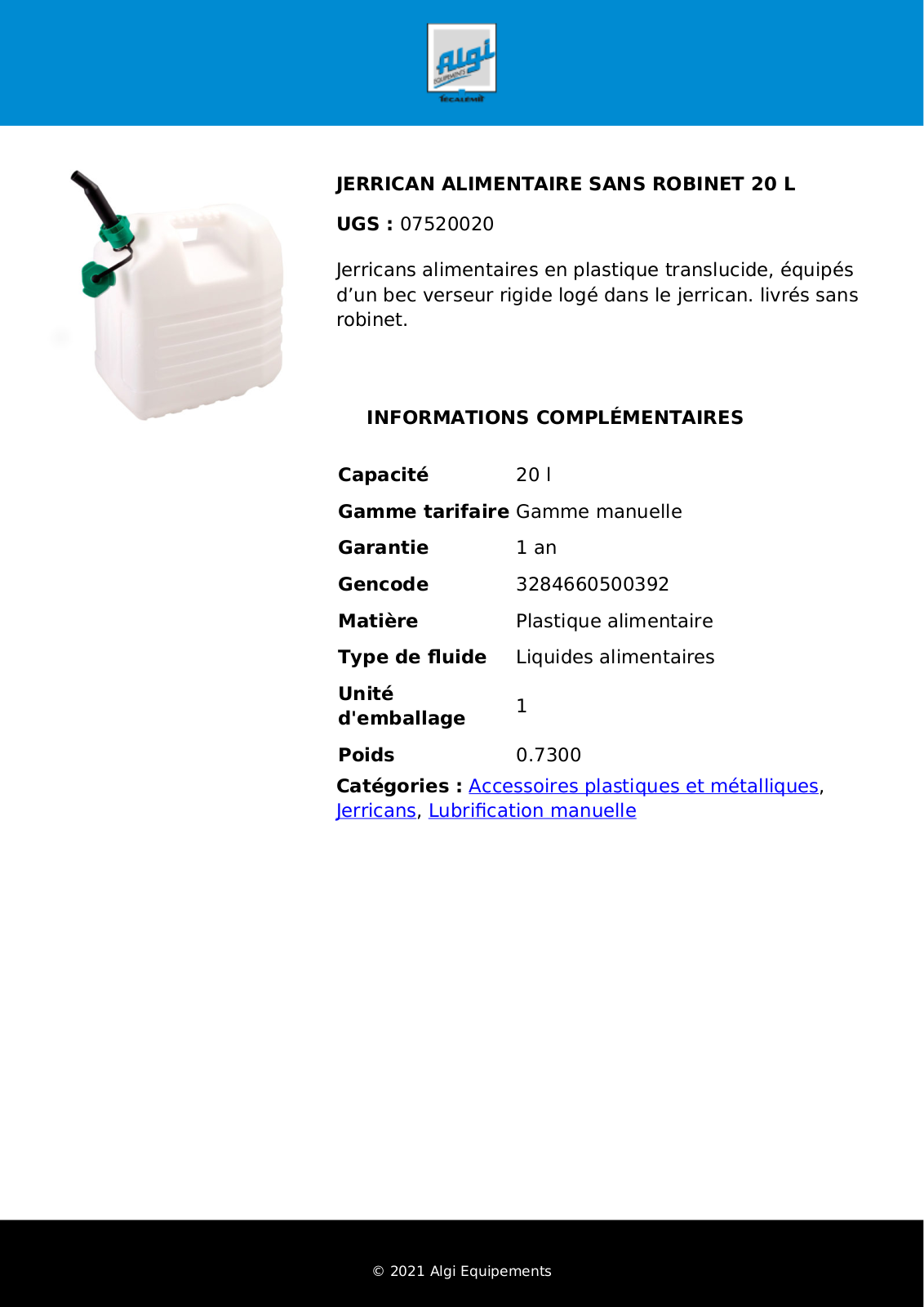 Algi 07520020 Specification - ManualMachine.com