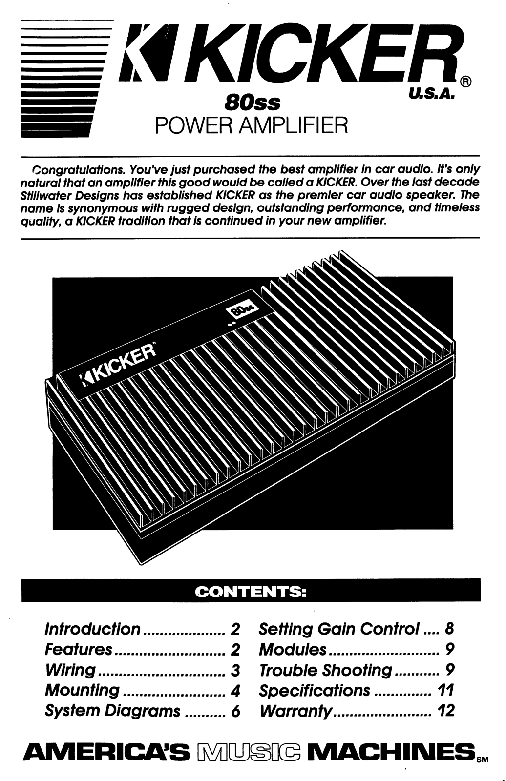 Kicker 80ss User Manual