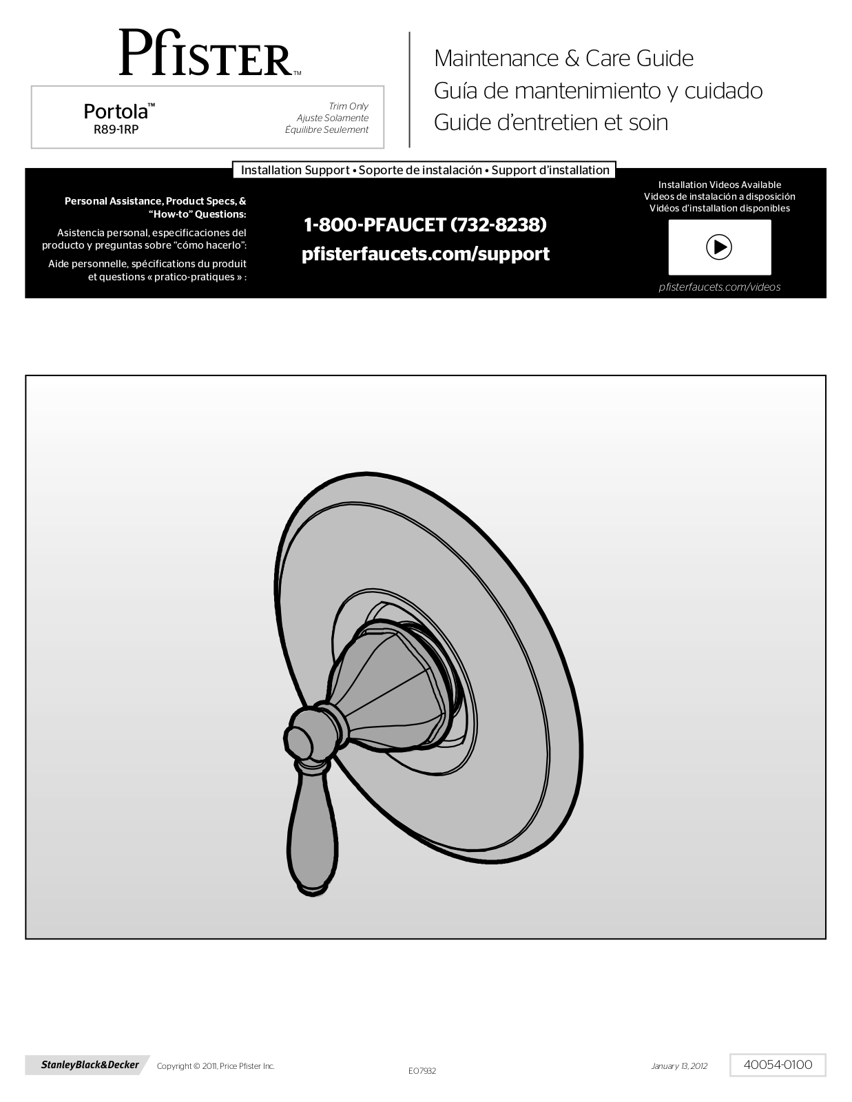 Pfister R89-1RPK User Manual