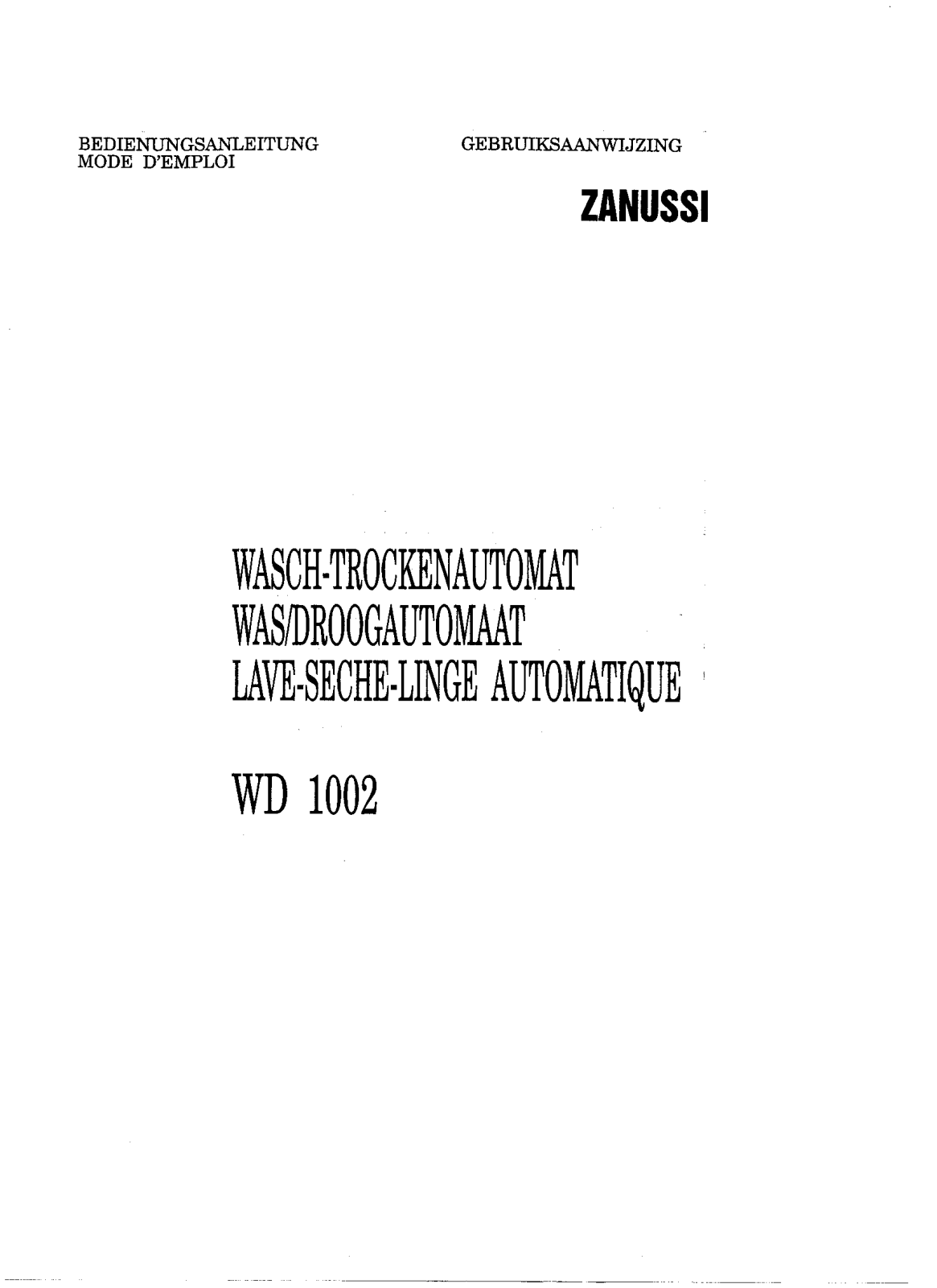 Zanussi WD1002 User Manual