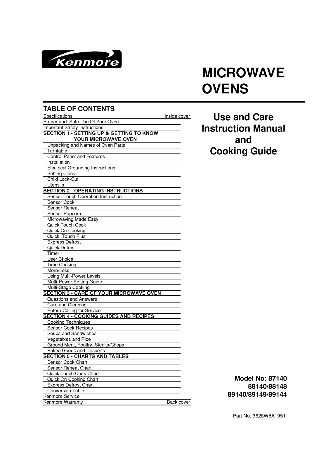 LG 89144, 88148, 89140, 87140, 89149 User Manual