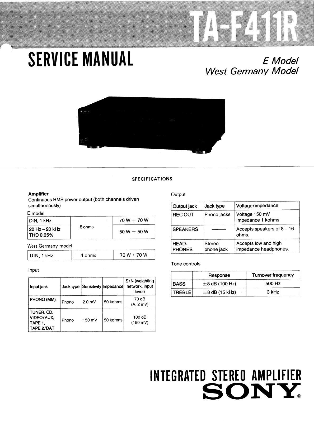 Sony TAF-411-R Service manual