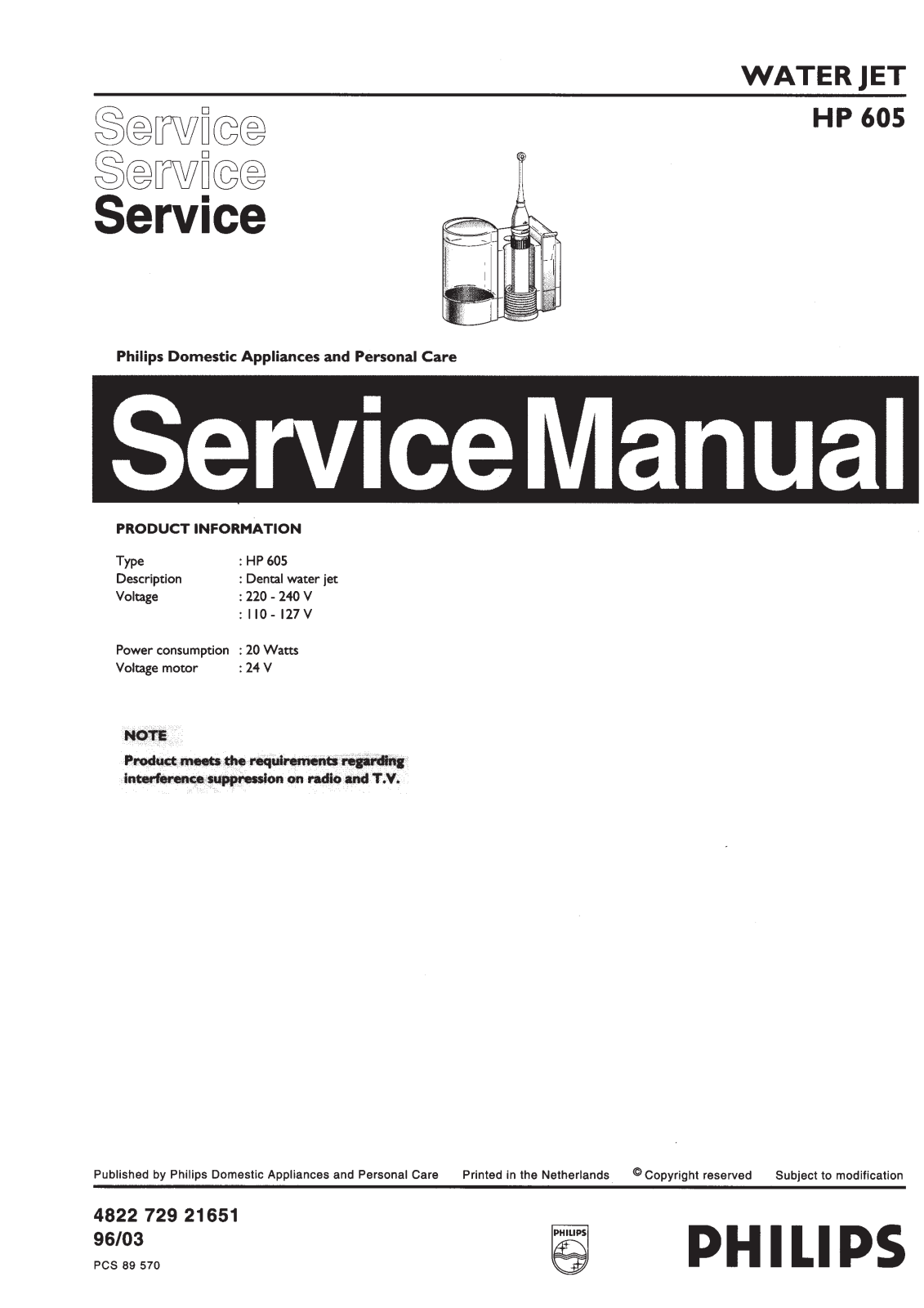 Philips HP605 Service Manual