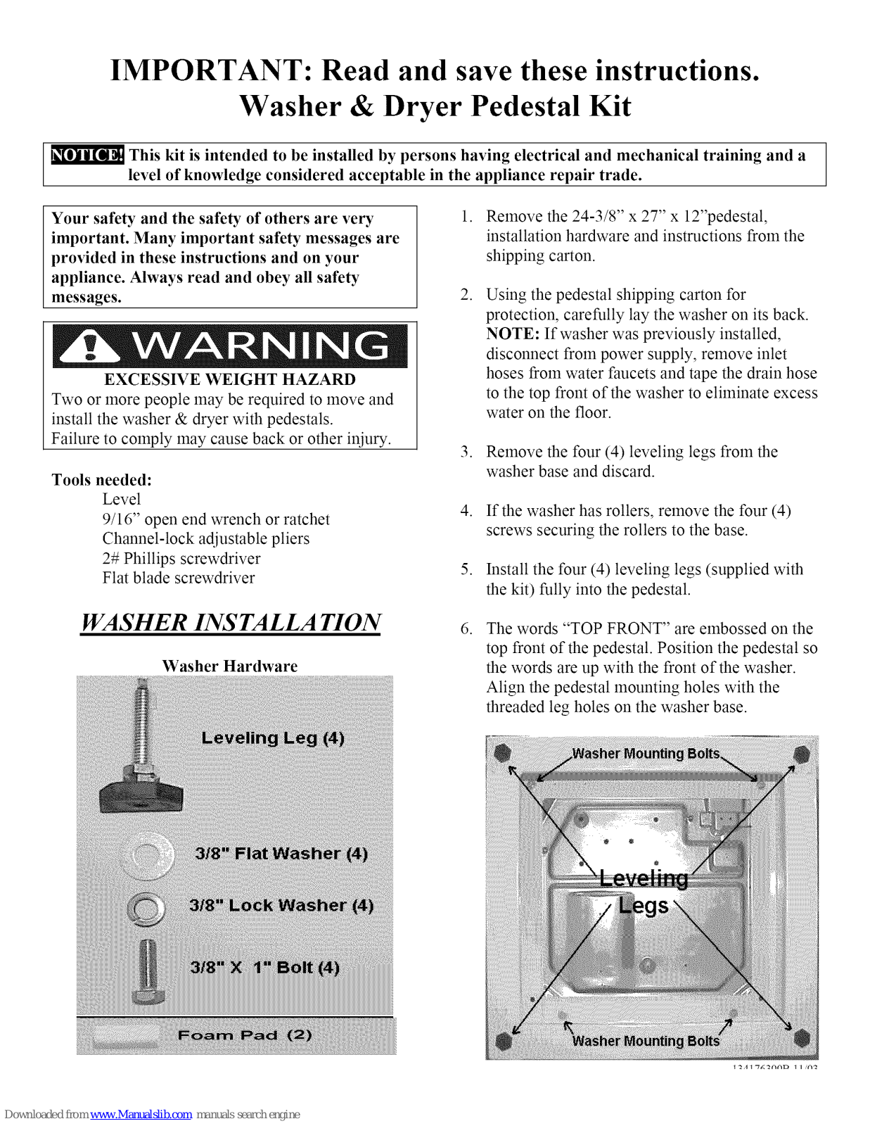 GE FPDW, 134176300B Installation Instructions Manual - ManualMachine.com
