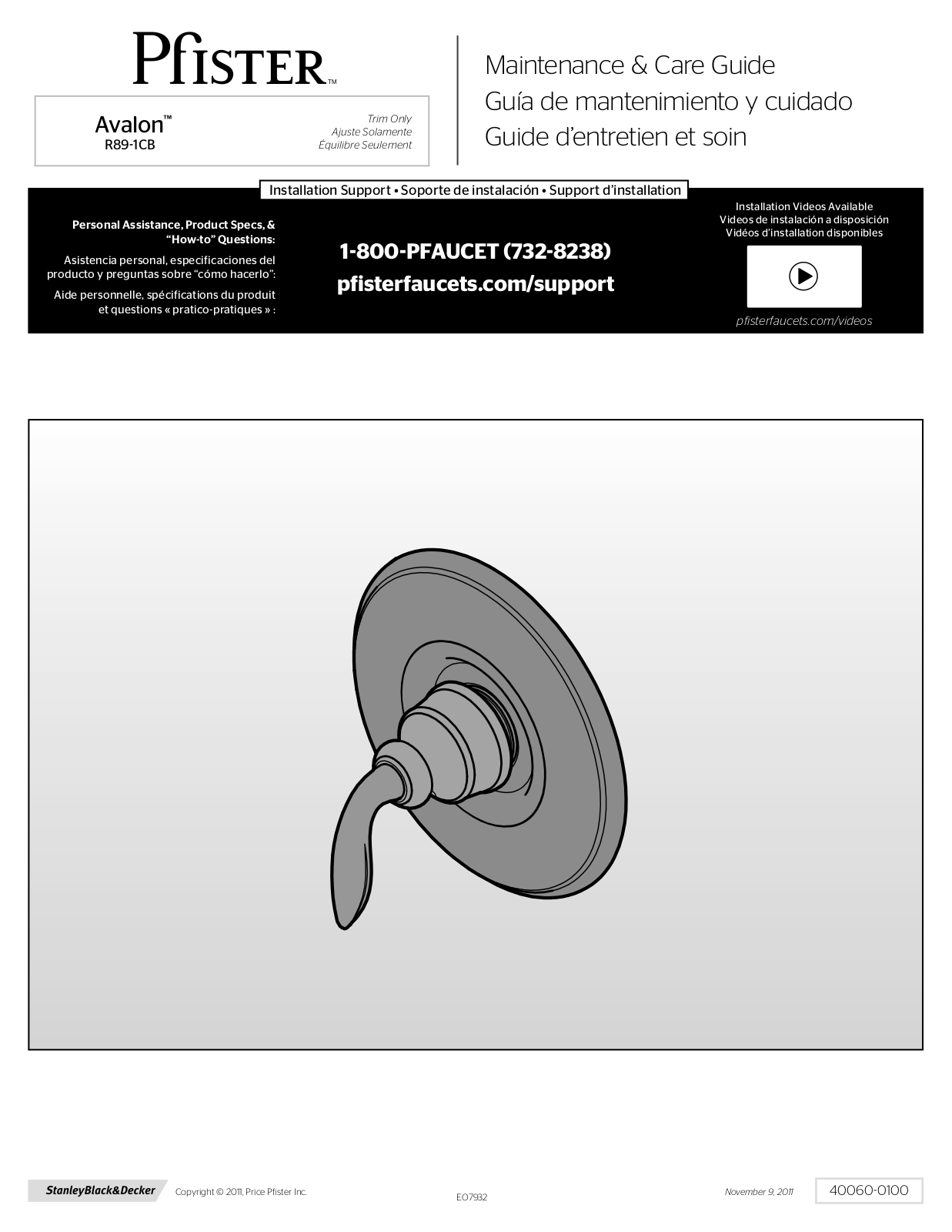 Pfister R89-1CBY User Manual