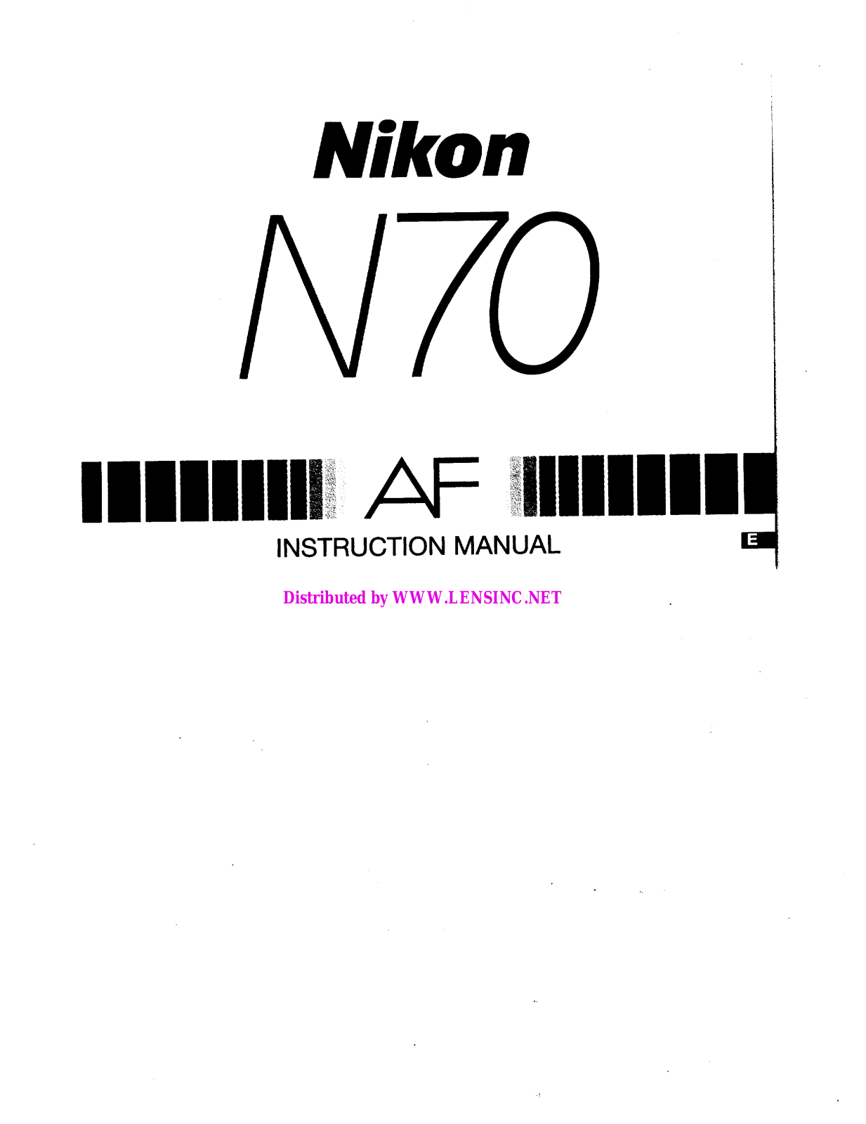 Nikon N70 AF Operating Instructions