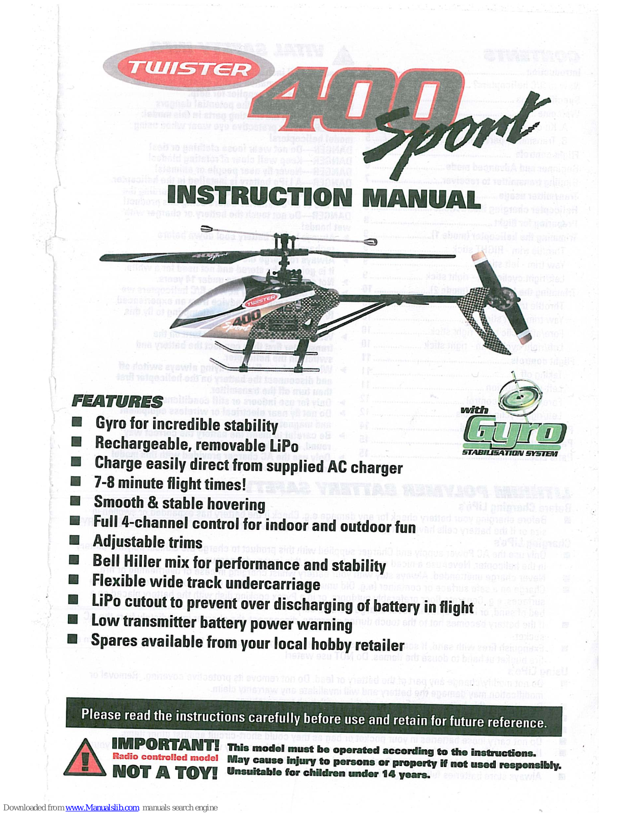 Twister 400 Sport Instruction Manual