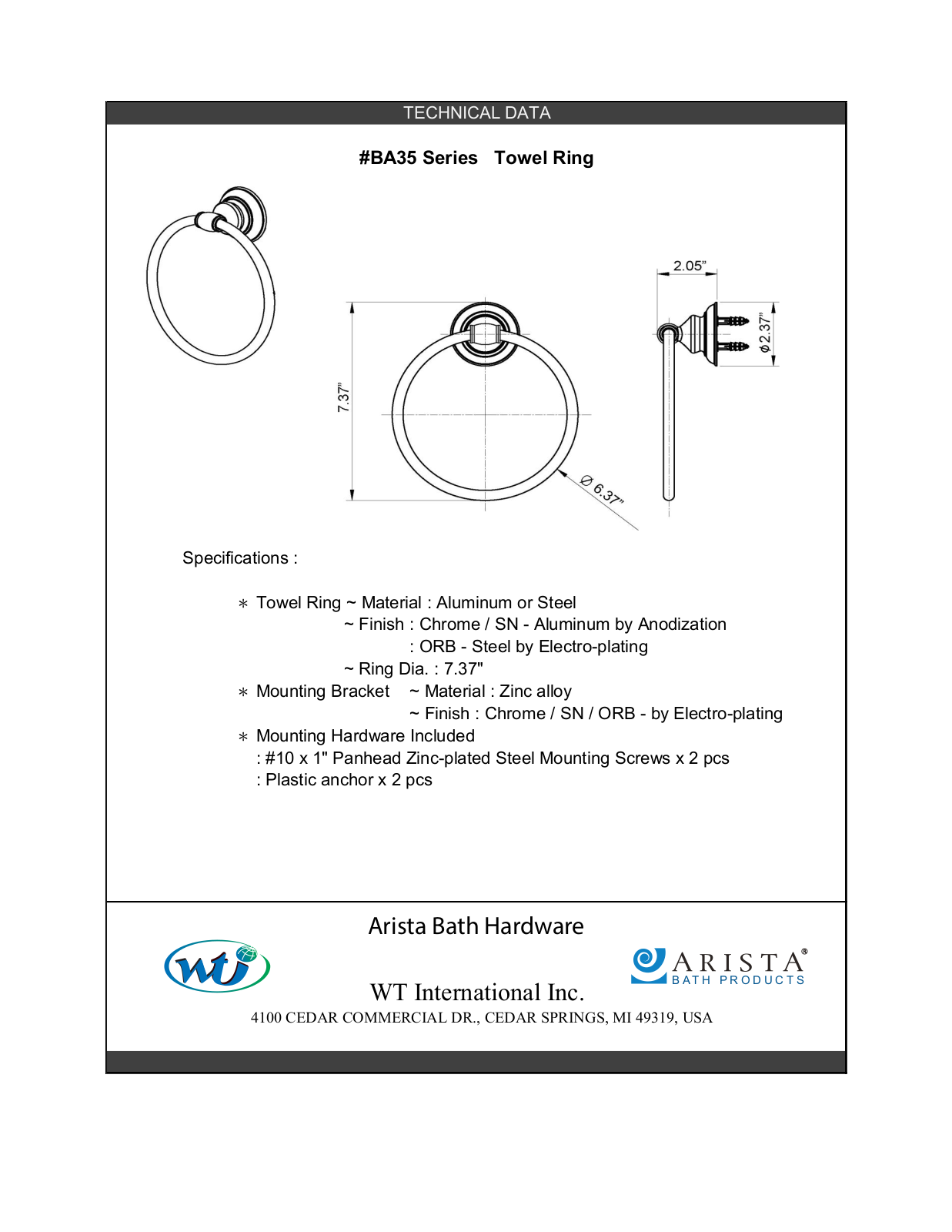ARISTA WTIN1048 Specifications - ManualMachine.com