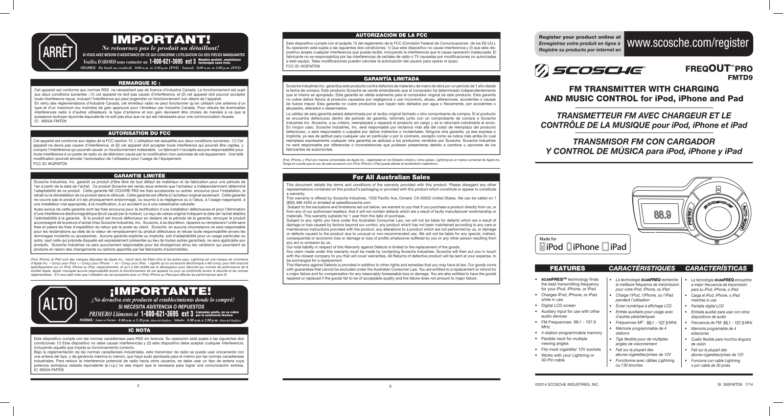 Scosche FMTD9 User Manual