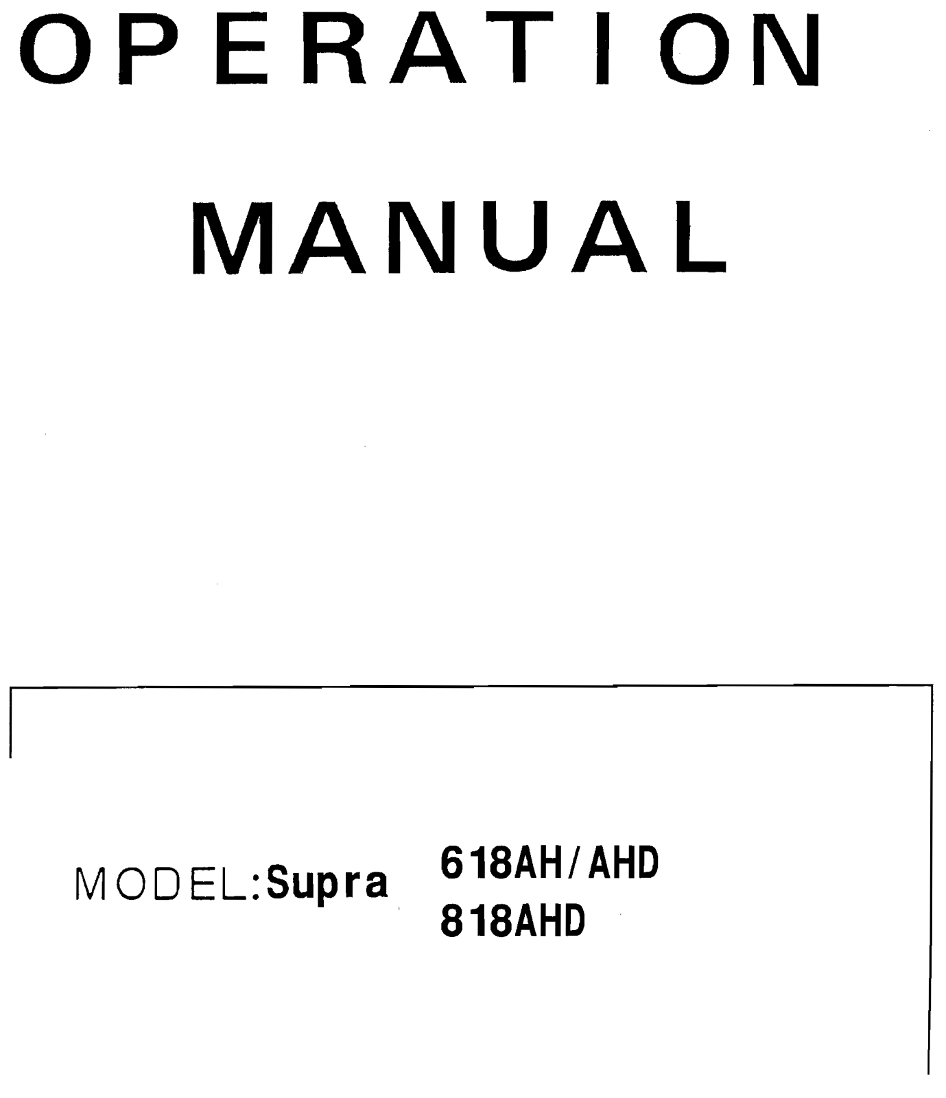 acer SUPRA 618AH, SUPRA 818AHD Operation Manual