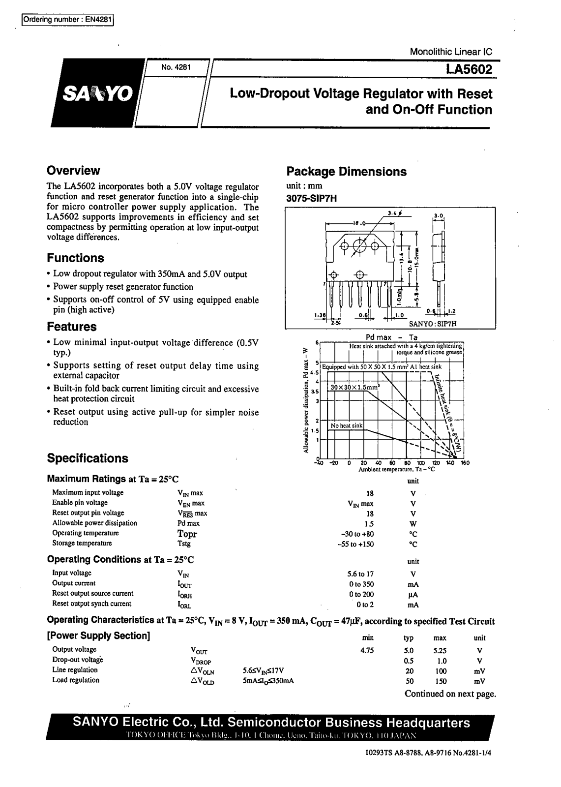 SANYO LA5602 Datasheet