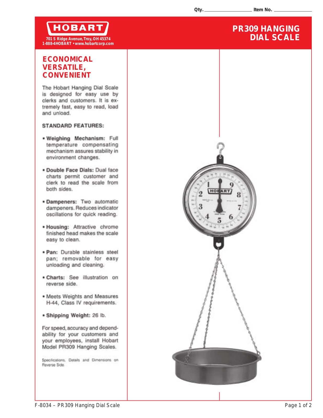 Hobart PR309 User Manual