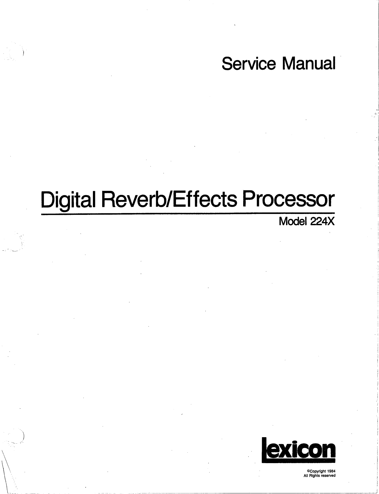 Lexicon 224X Service Manual