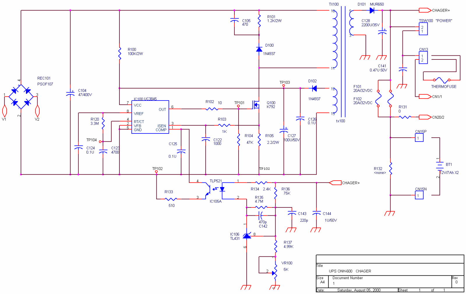 APC ONH-600, ONH-600 Schematic