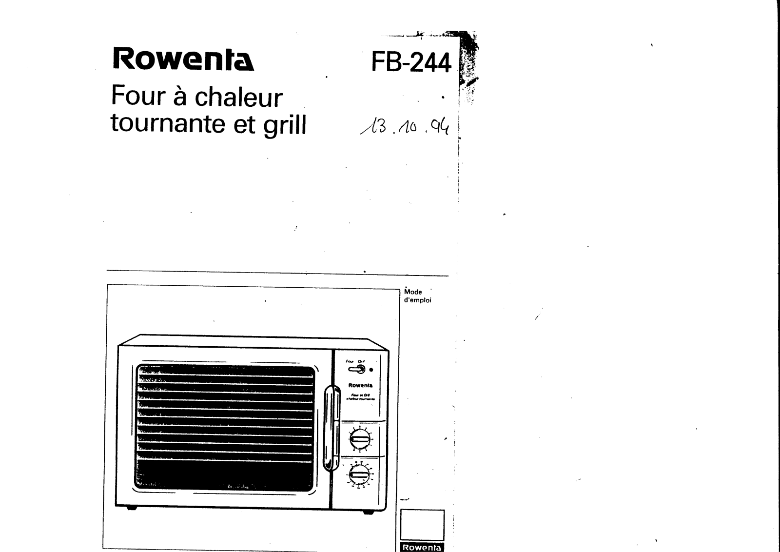 ROWENTA FB 244 User Manual