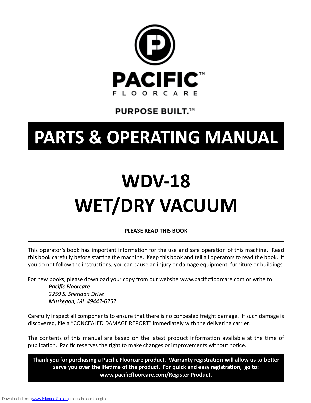 Pacific WDV-18 Installation Manual