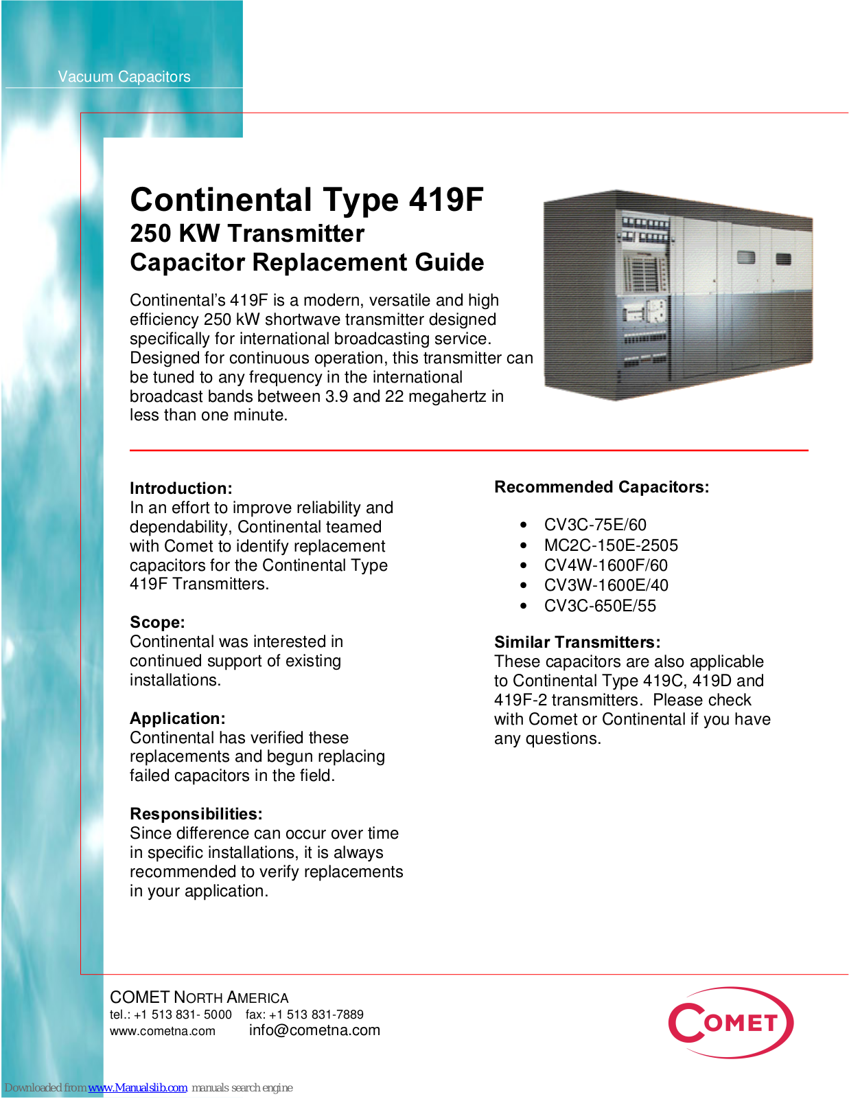 Comet Continental 419F Replacement Manual - ManualMachine.com