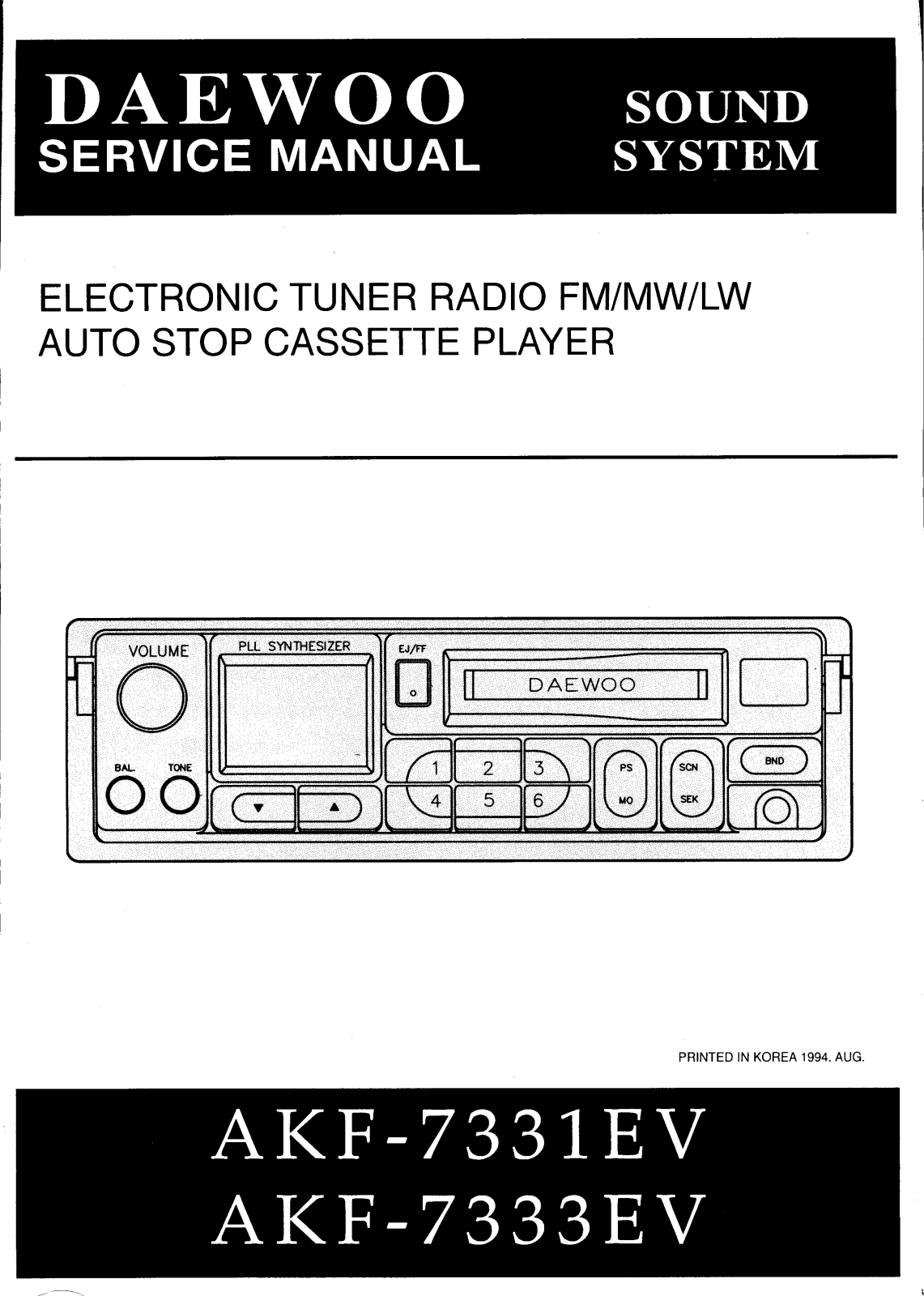 DAEWOO AKF7331EV, AKF7333EV Service Manual