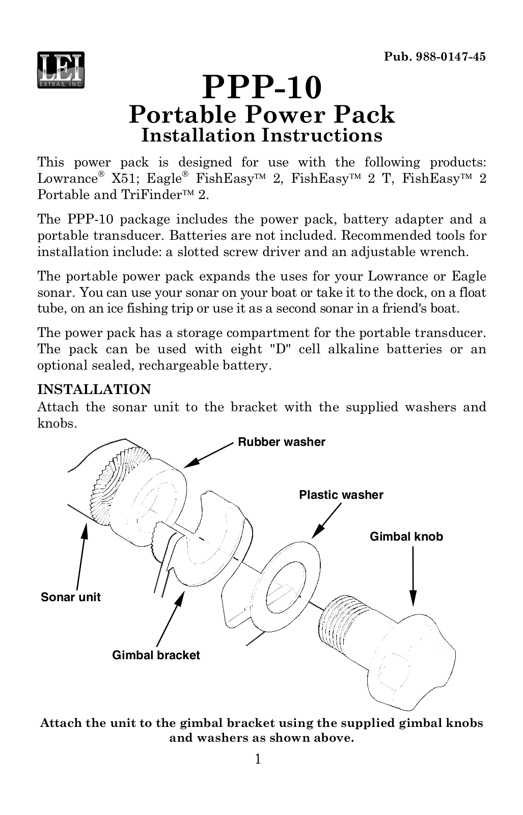 Lowrance PORTABLE POWER PACK 10 User Manual