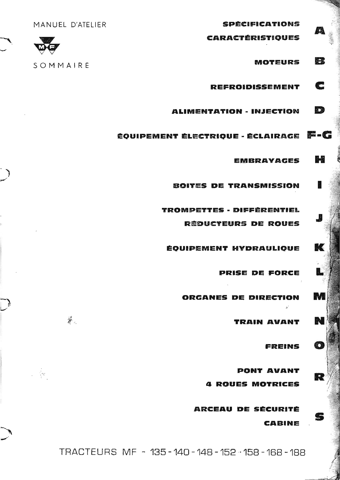 Massey Ferguson 135, 140, 148, 152, 158 Service Manual