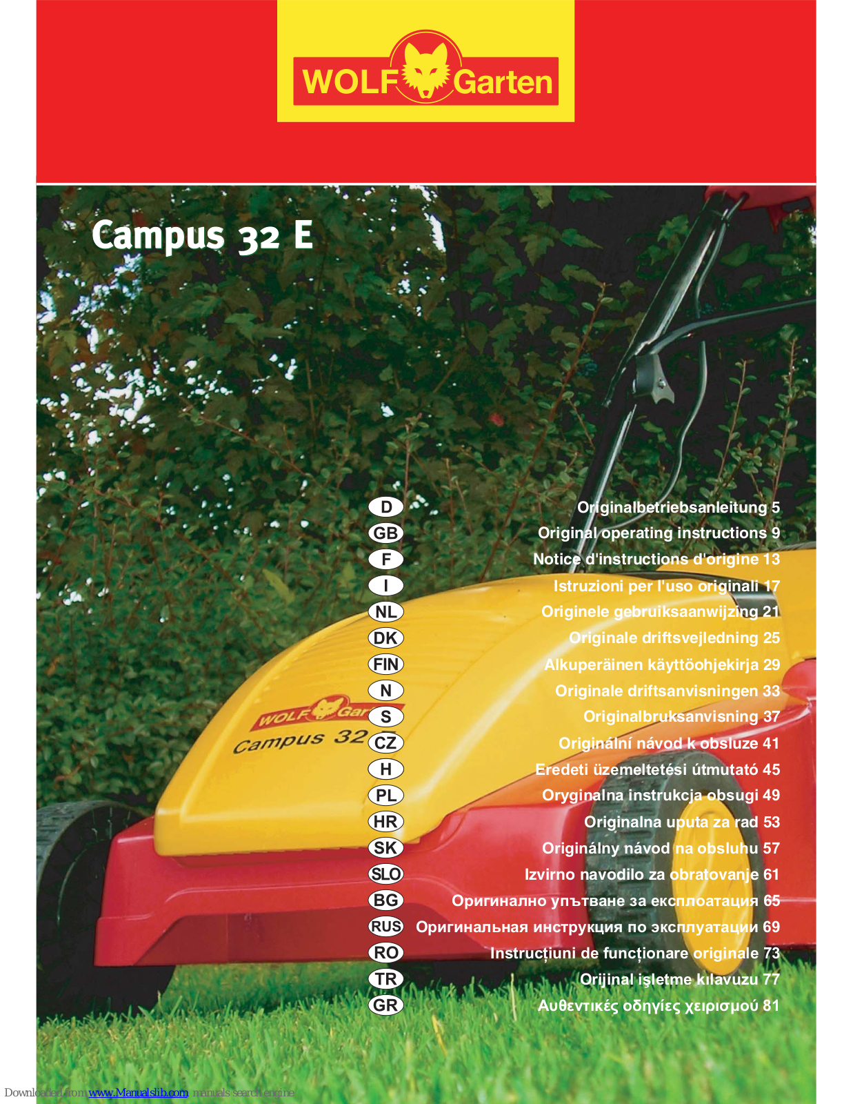 Wolf Garten campus 32 e Original Operating Instructions