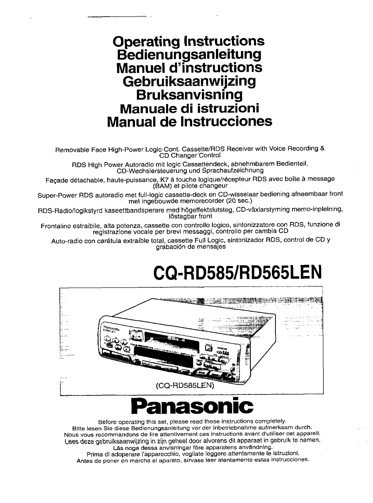 Panasonic CQ-RD565L User Manual