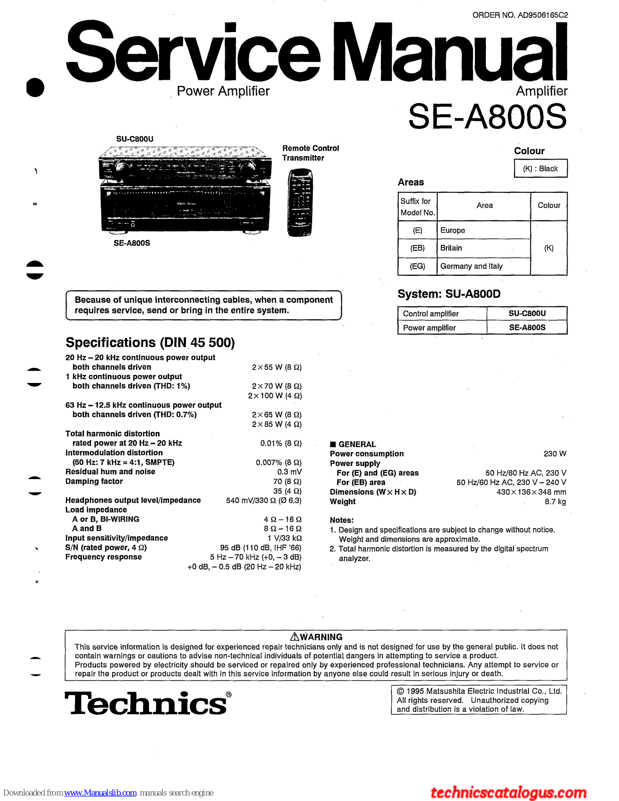 Technics SE-A800D Serivce Manual