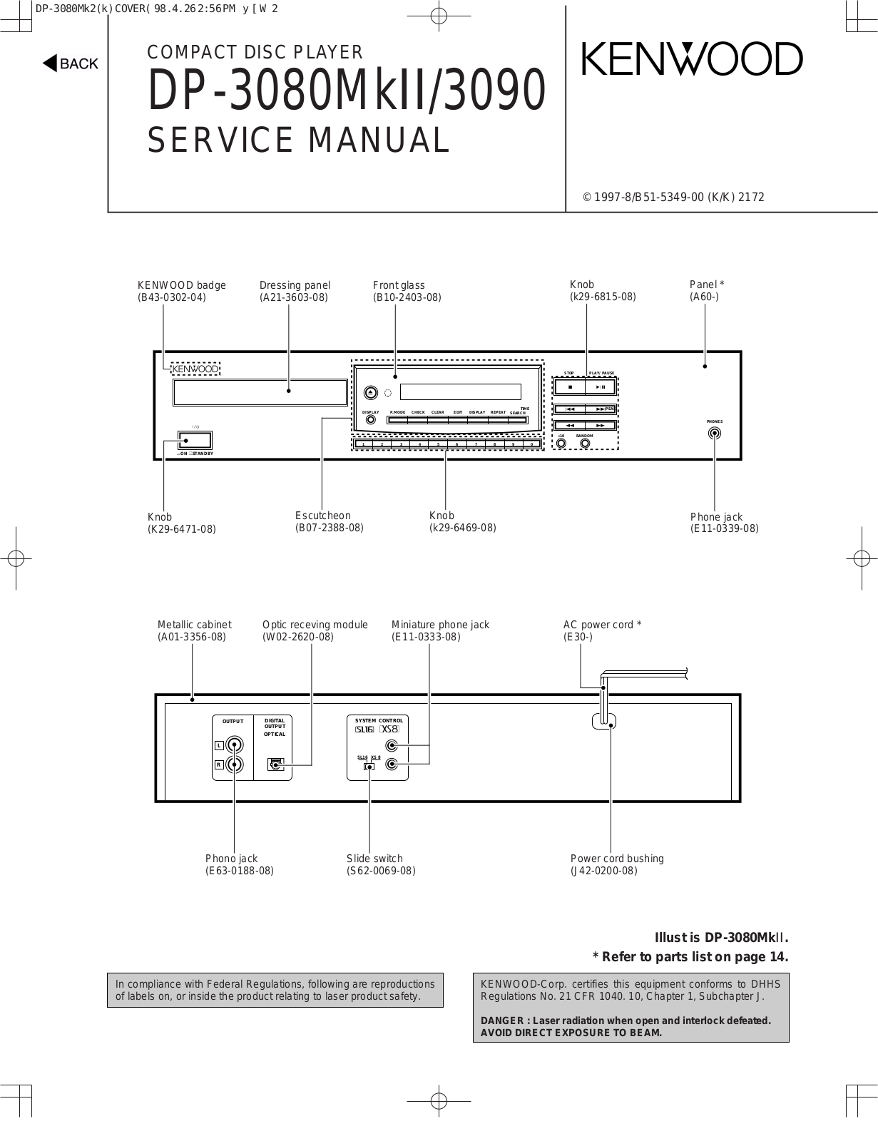 Kenwood DP-3080 Mk2, DP-3090 Service manual