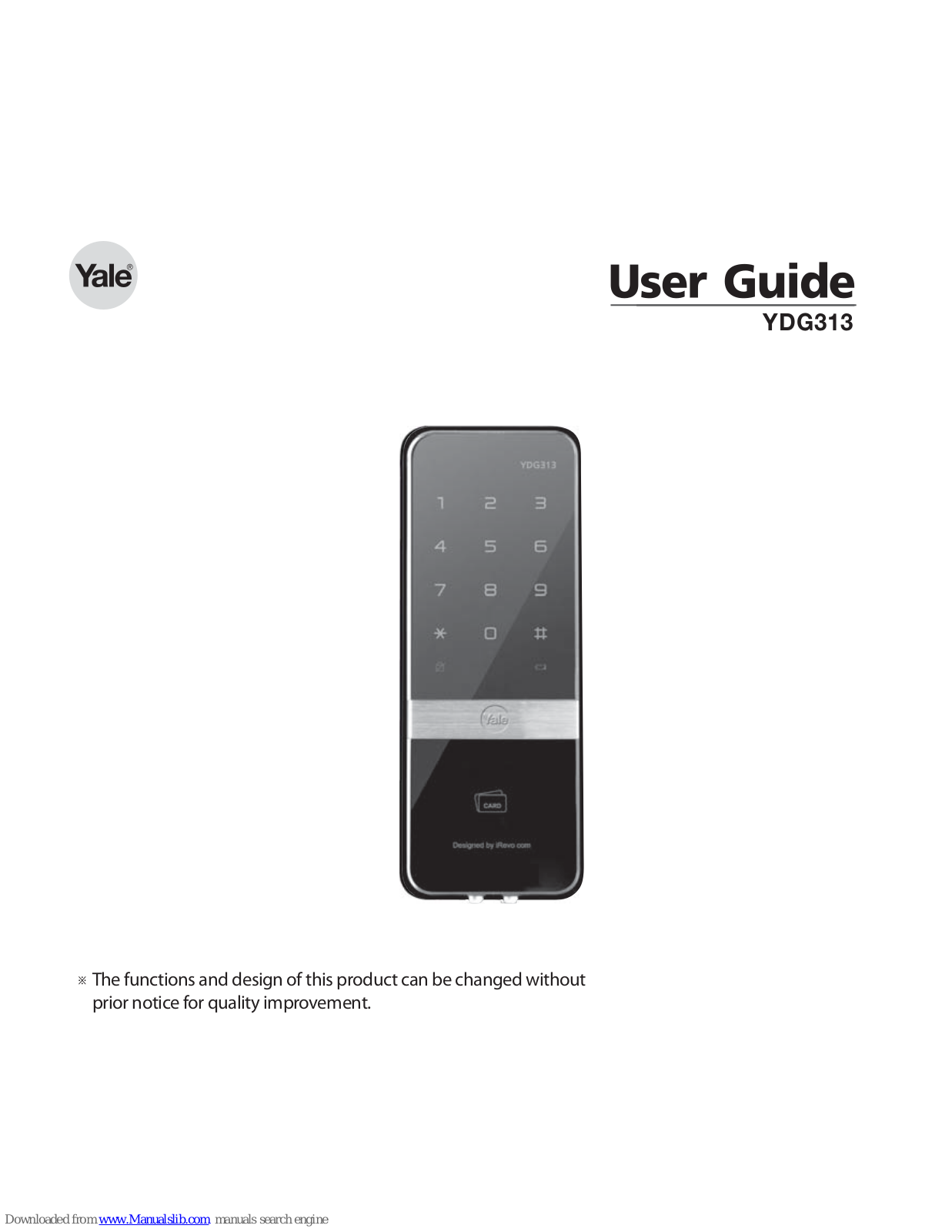 Yale YDG313 User Manual