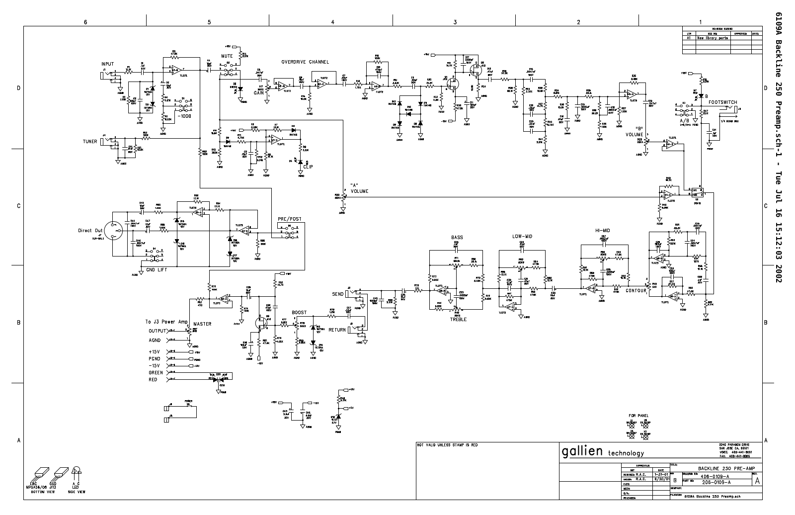 Gallien-Krueger B 250 PRE-AMP User Manual