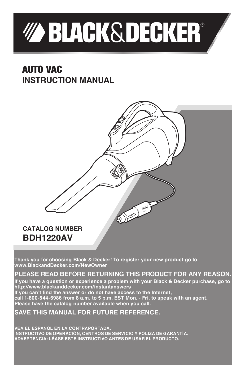 Black & Decker BDH1220AV User Manual