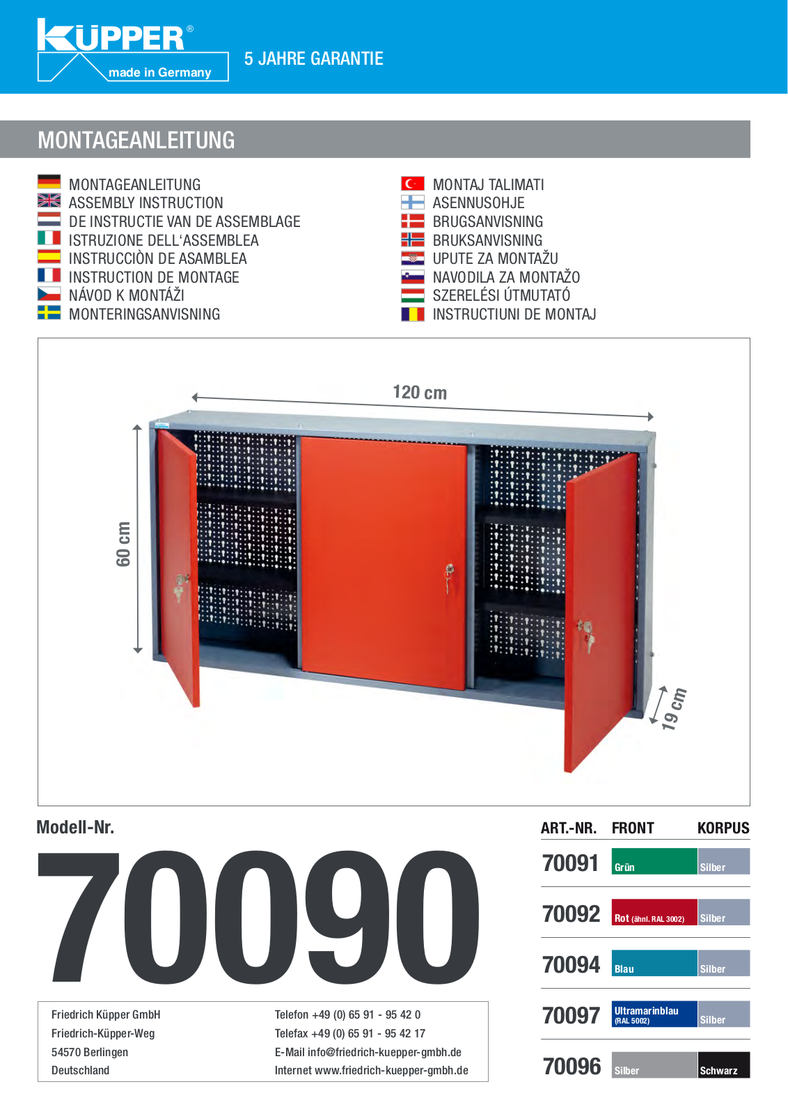 Küpper 70097, 70090, 70091, 70092, 70094 User guide