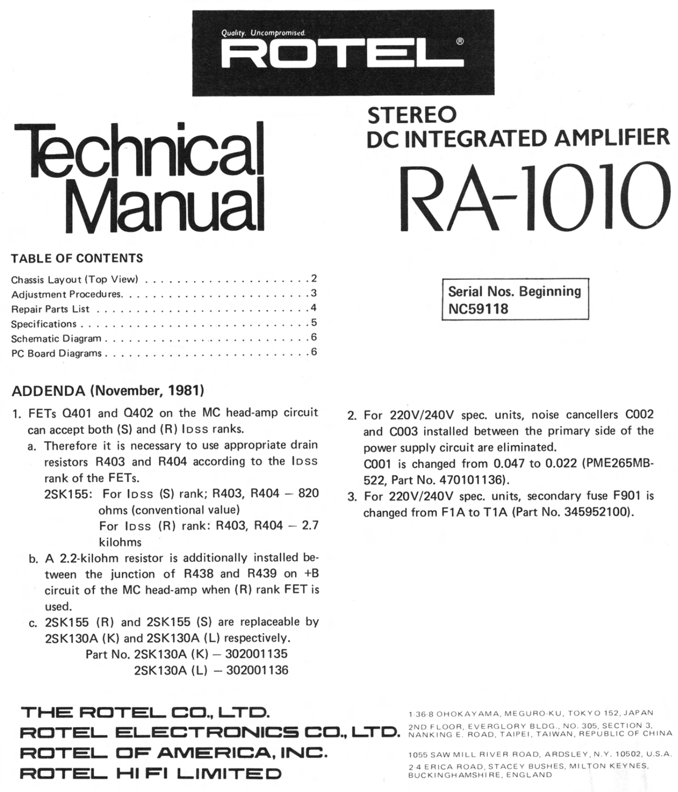 Rotel RA-1010 Service manual
