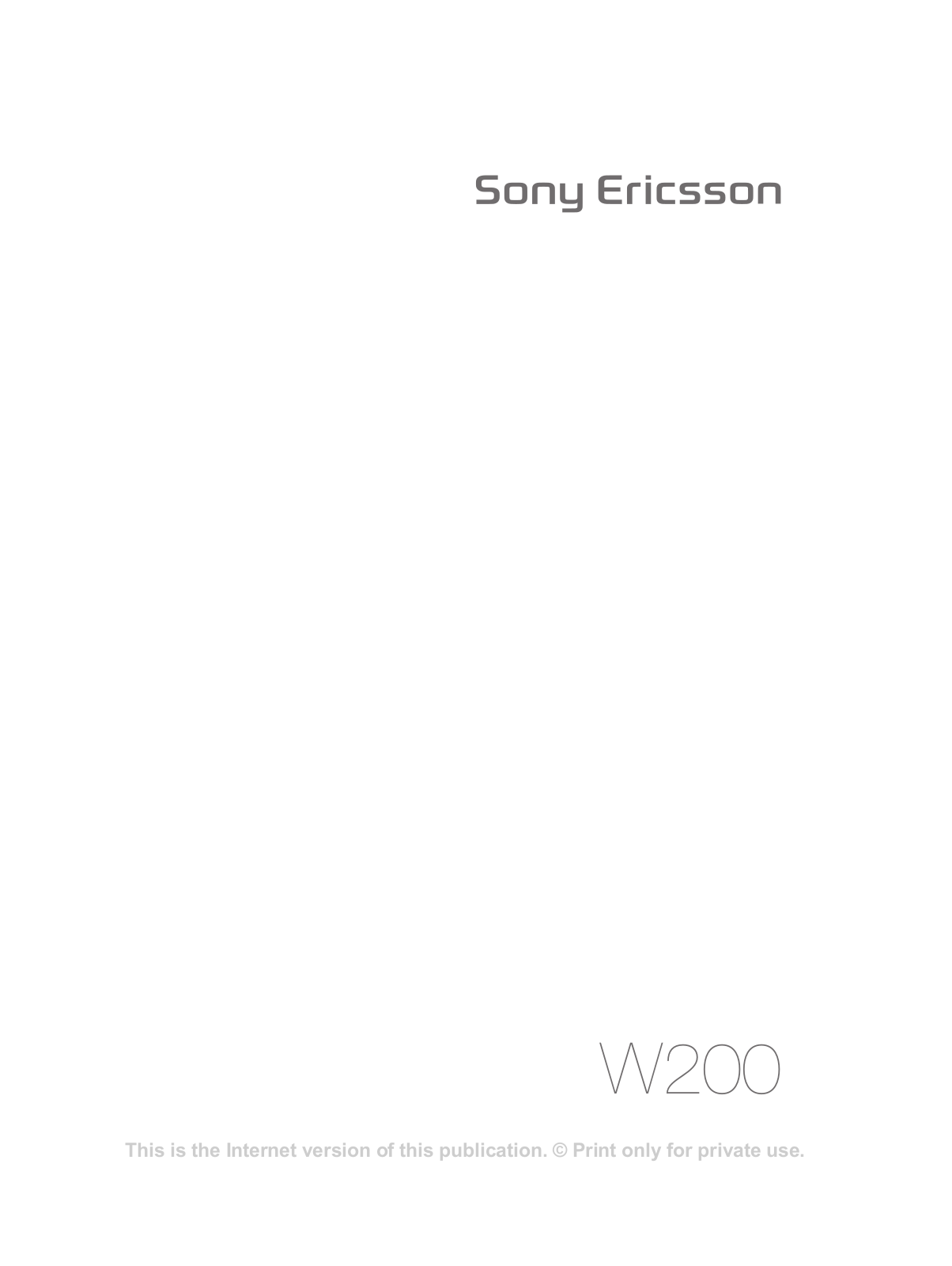 Sony ericsson W200 User Manual