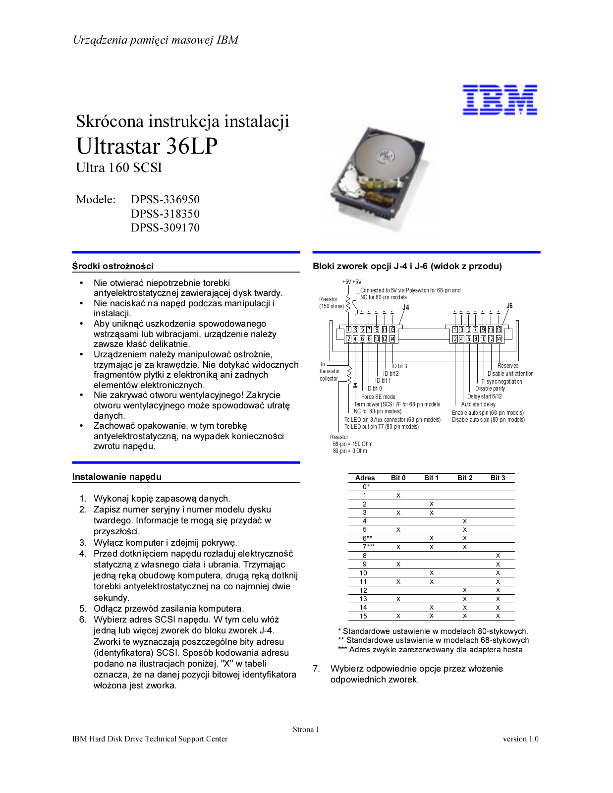 Hitachi ULTRASTAR 36LP DATASHEET