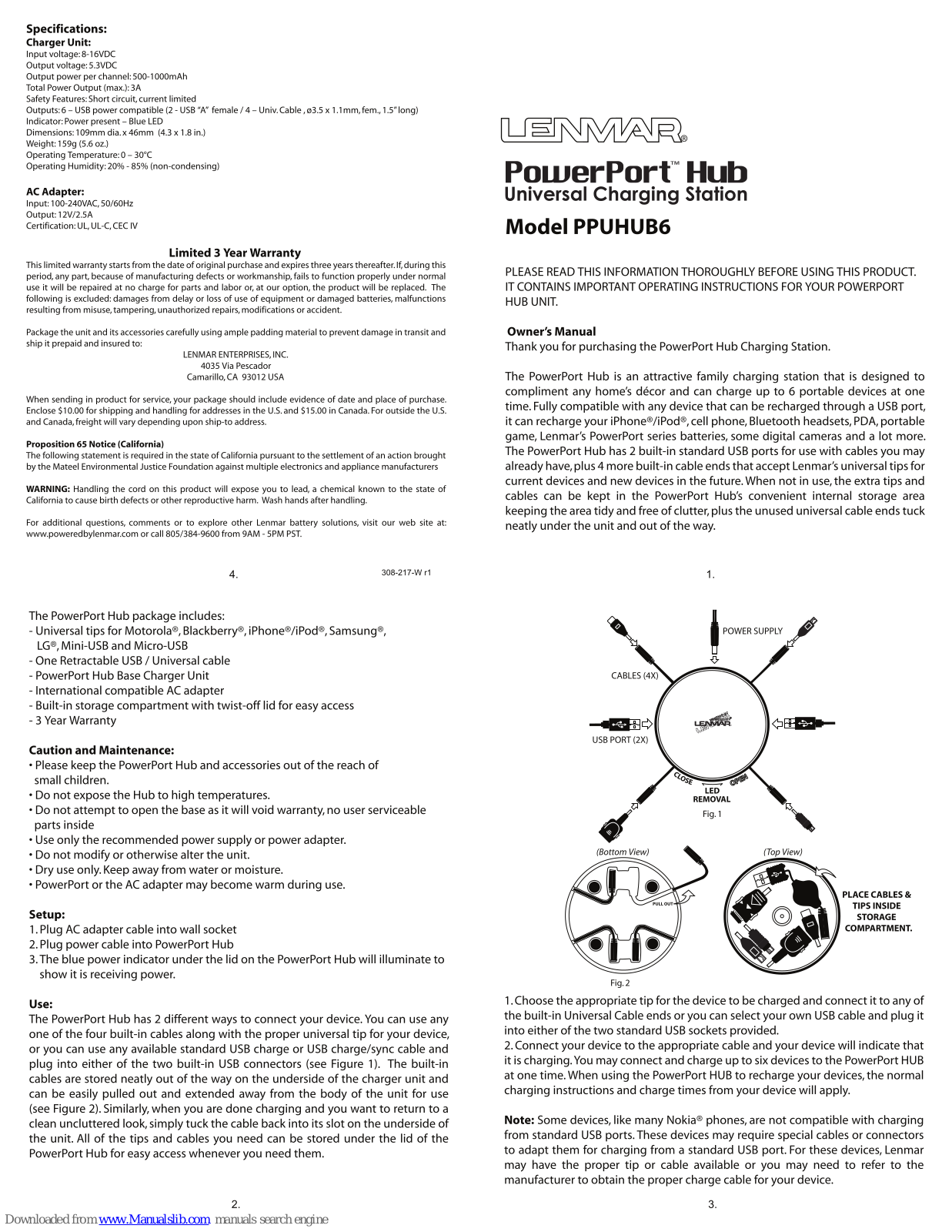 Lenmar PowerPort PPUHUB6 Owner's Manual