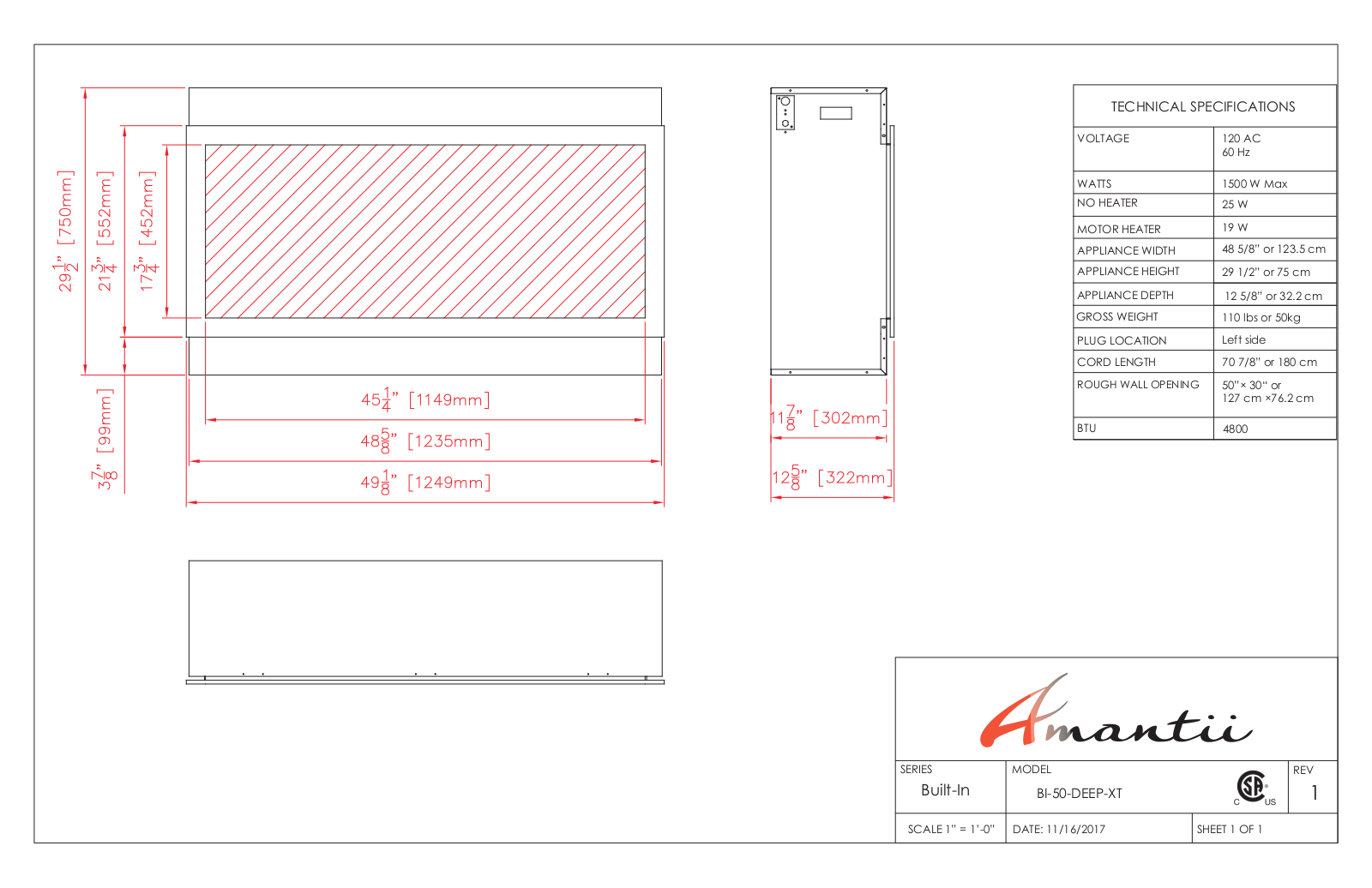 Amantii BI50DEEPXT Specifications