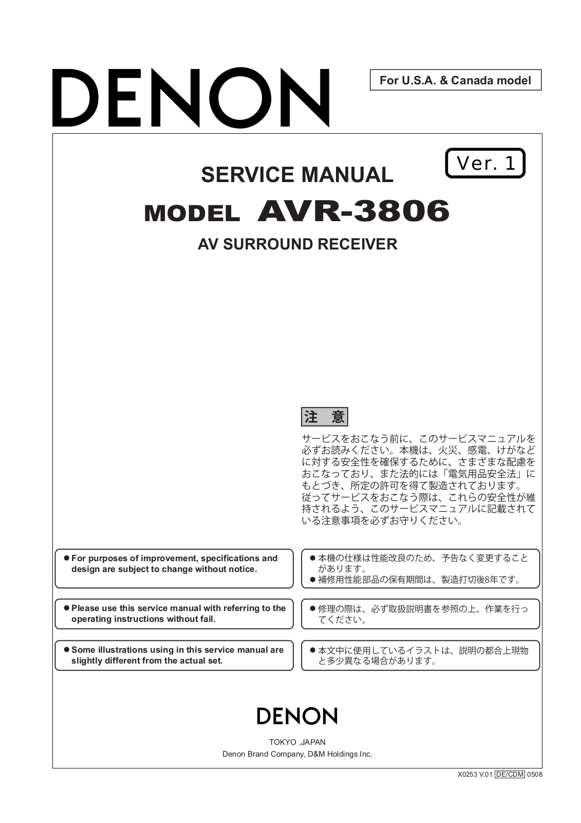 Denon AVR-3806 Service Manual