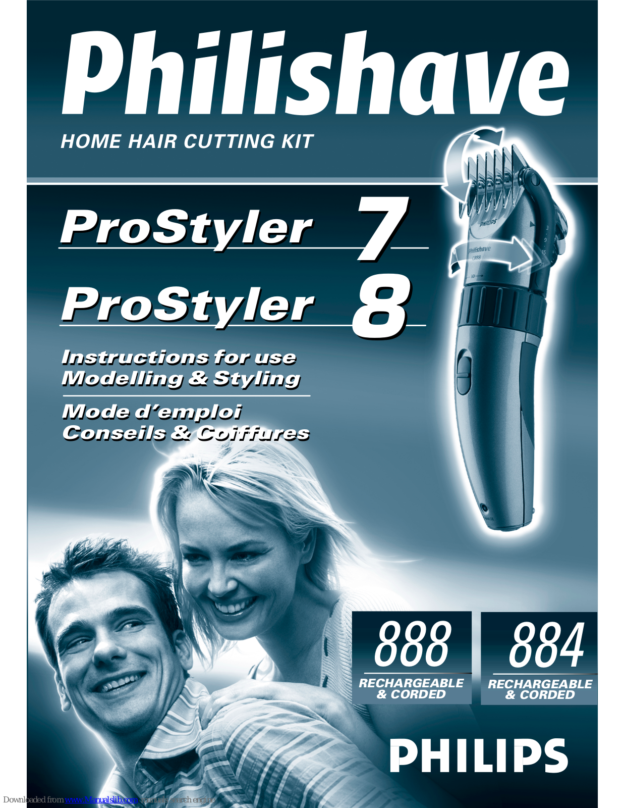 Philips HQC888/30, HQC888/00, ProStyler 8, ProStyler 7, HQC888 Instructions For Use Manual