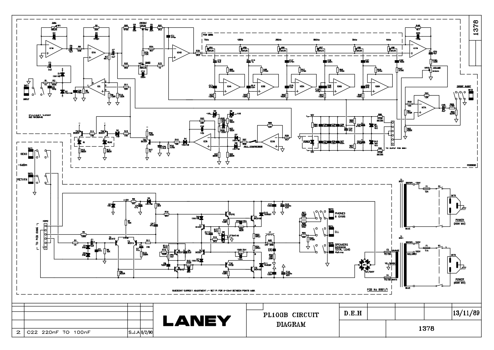 Laney PL100B Service Manual