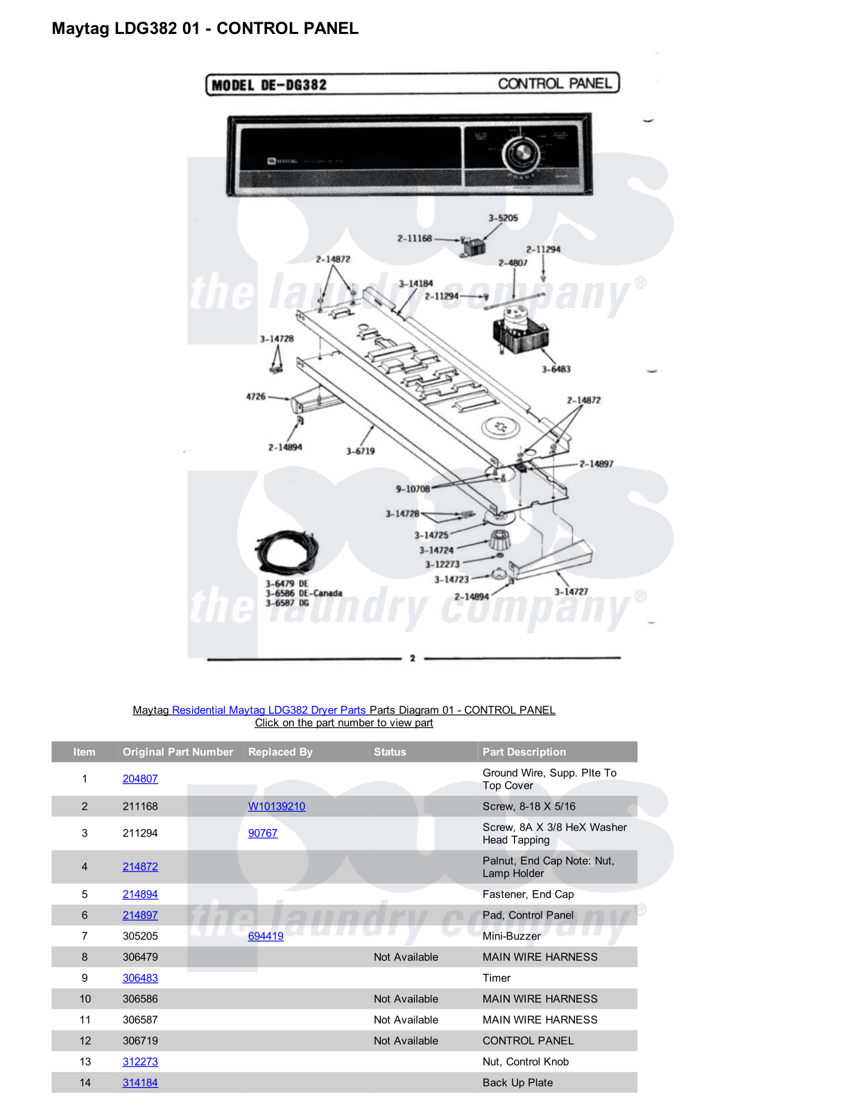 Maytag LDG382 Parts Diagram