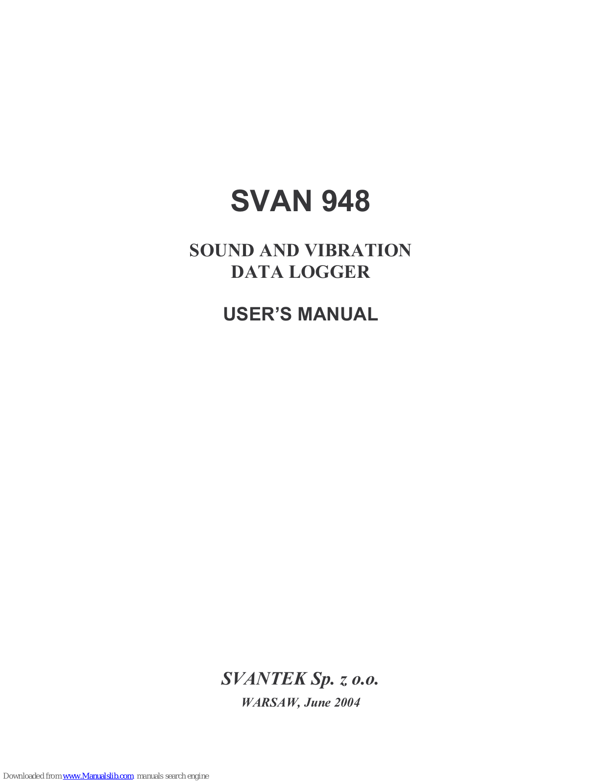 Svantek SVAN 948 User Manual