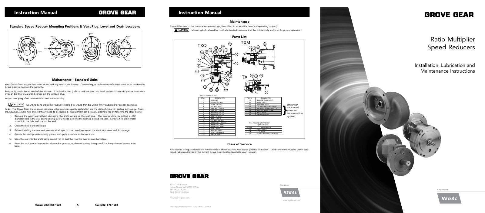 Grove Gear Stainless Steel User Manual