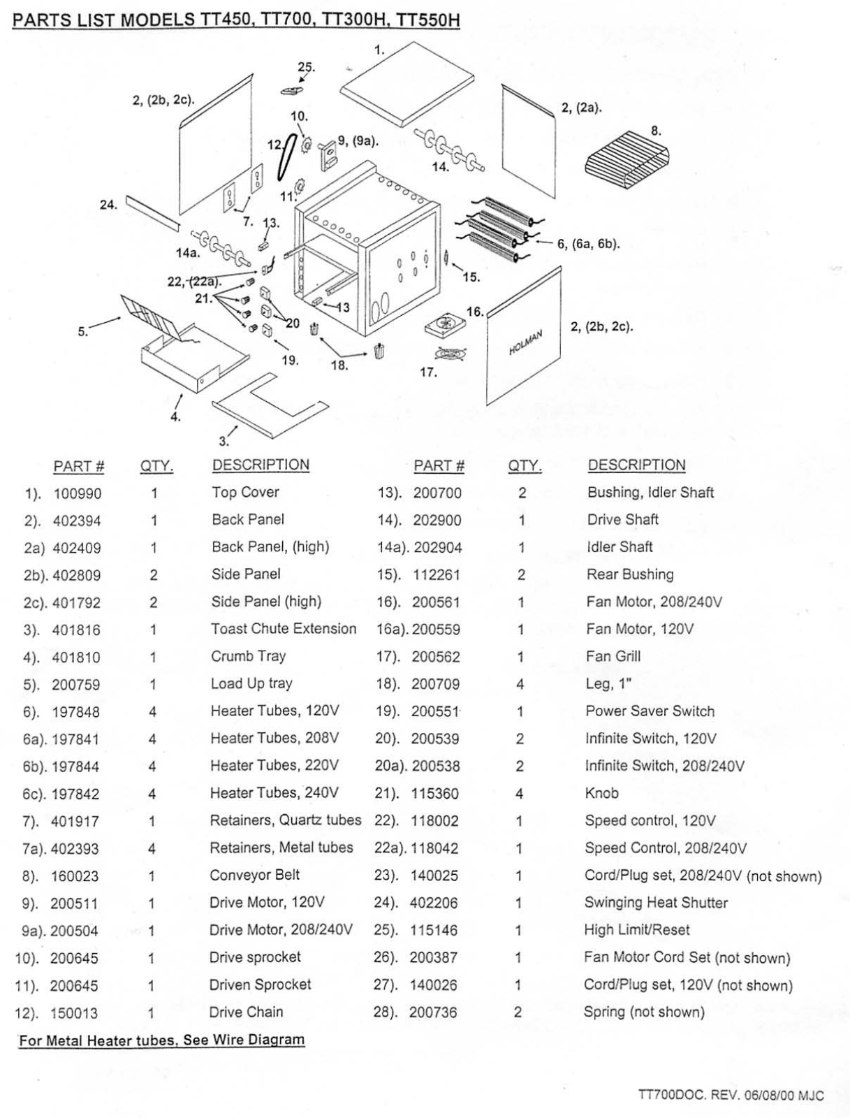 Holman TT450 Parts Manual